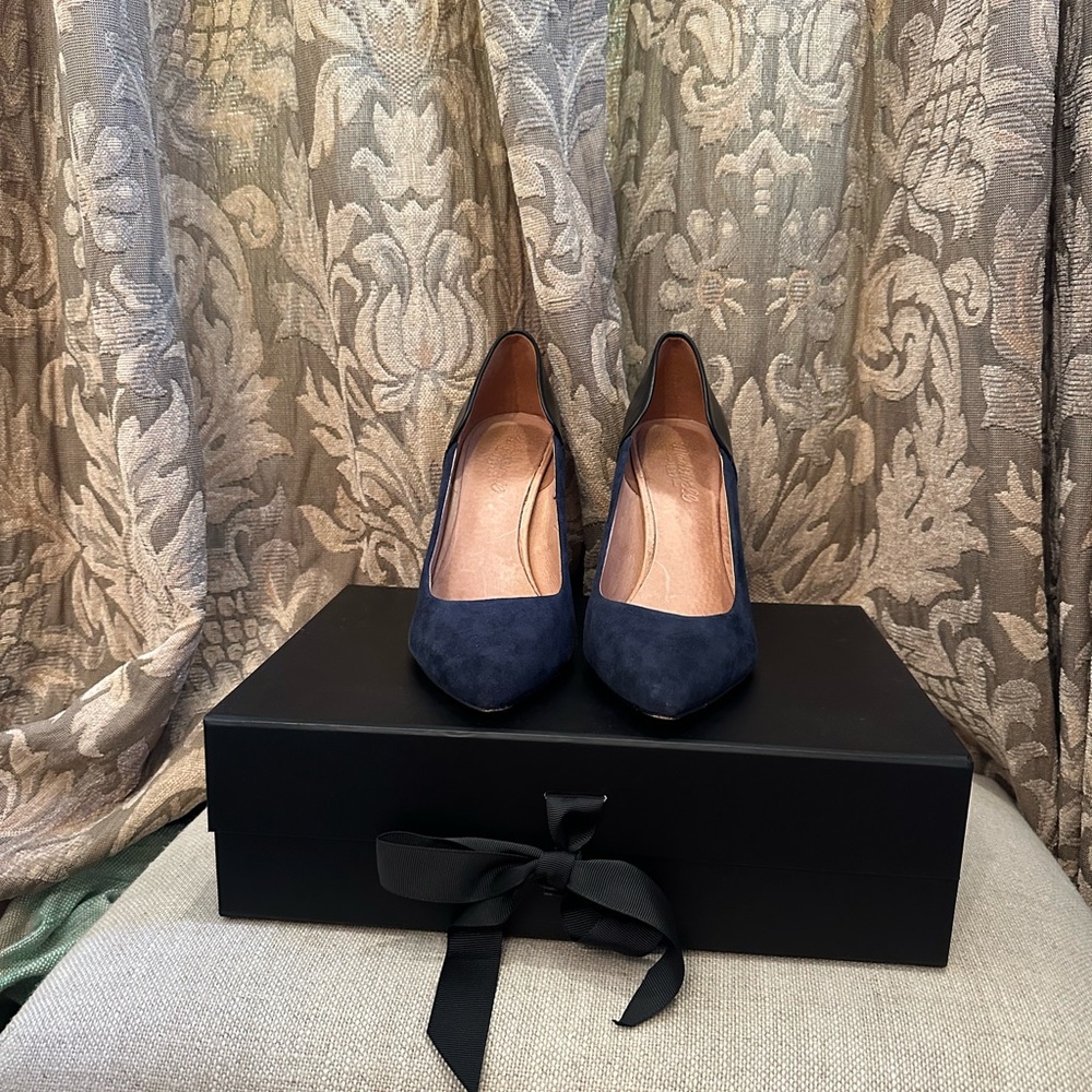 Madewell Suede Pointed Toe Blue Heels